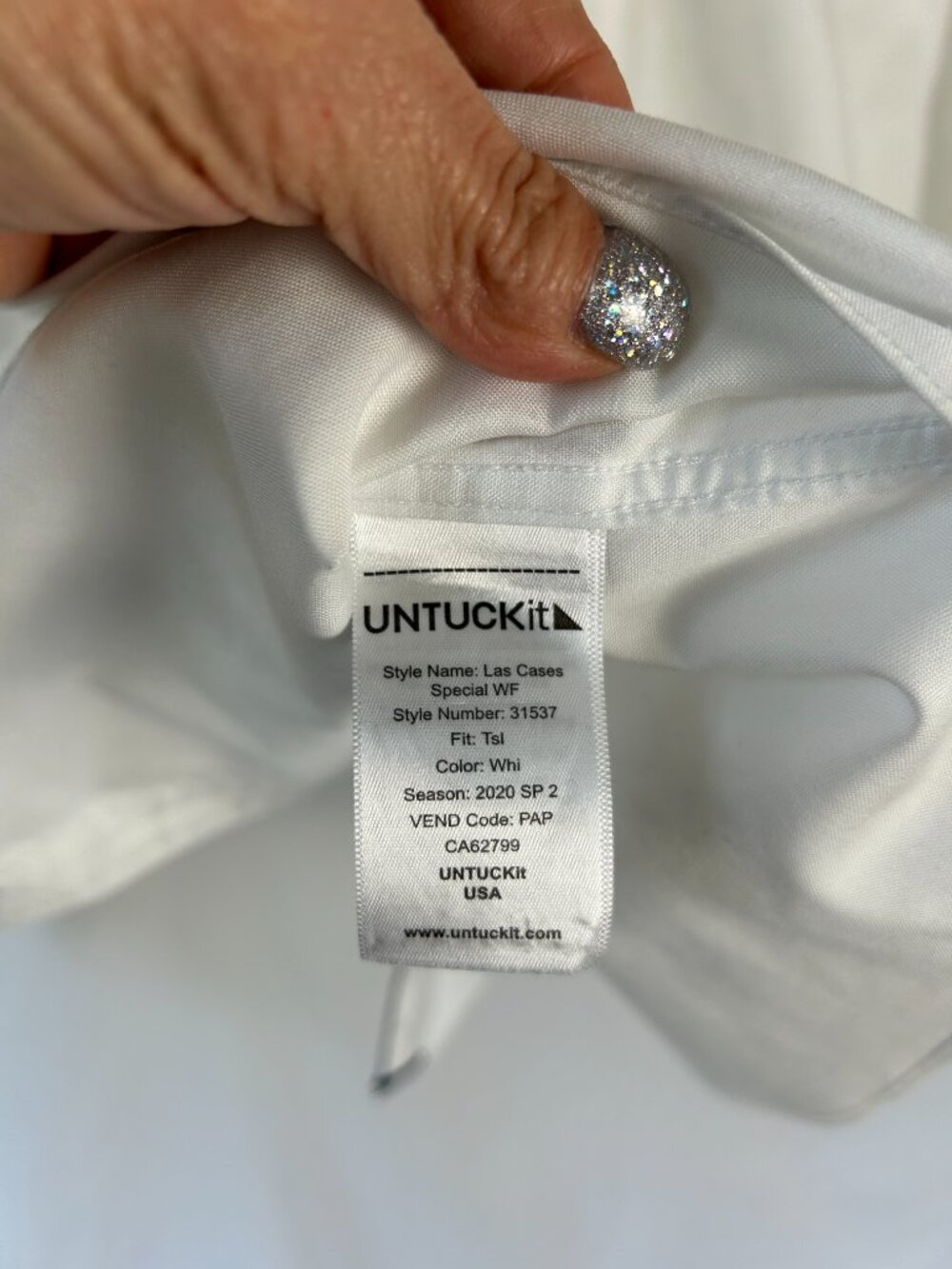 Untuckit Tall Slim Wrinkle Free White Dress Shirt L - Picture 6 of 7